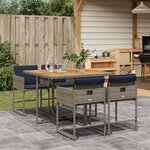 vidaXL Ensemble à manger de jardin 5 Pièces coussins gris résine tressée
