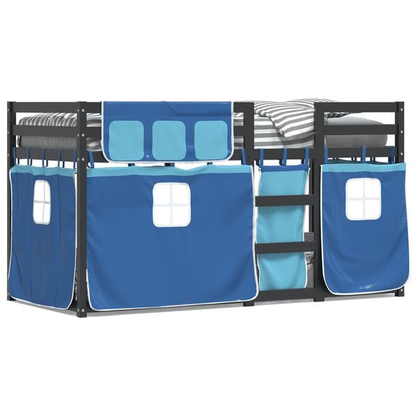 vidaXL Lit superposé sans matelas bleu 90x200 cm bois de pin massif