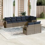 vidaXL Salon de jardin 8 Pièces avec coussins gris résine tressée