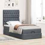 vidaXL Cadre de lit ottoman avec matelas gris foncé 100x200 cm velours