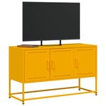 vidaXL Meuble TV jaune moutarde 100 5x39x60 5 cm acier