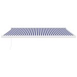 vidaXL Auvent rétractable bleu et blanc 4x3 m tissu et aluminium