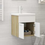 vidaXL Armoire d'évier et lavabo intégré Blanc/chêne sonoma Aggloméré