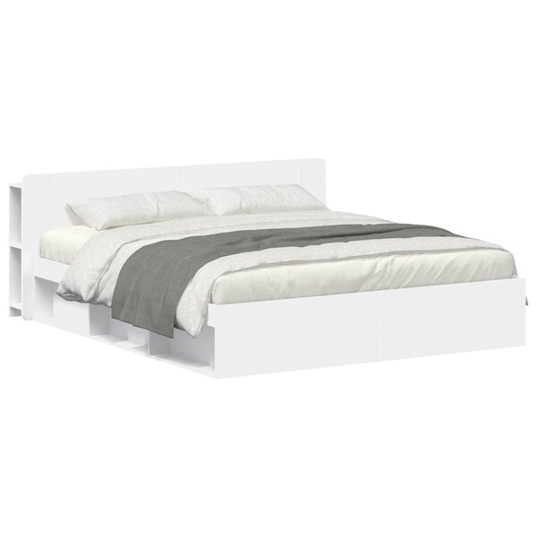 vidaXL Cadre de lit avec rangement avec tête de lit Blanc 180 x 200 cm