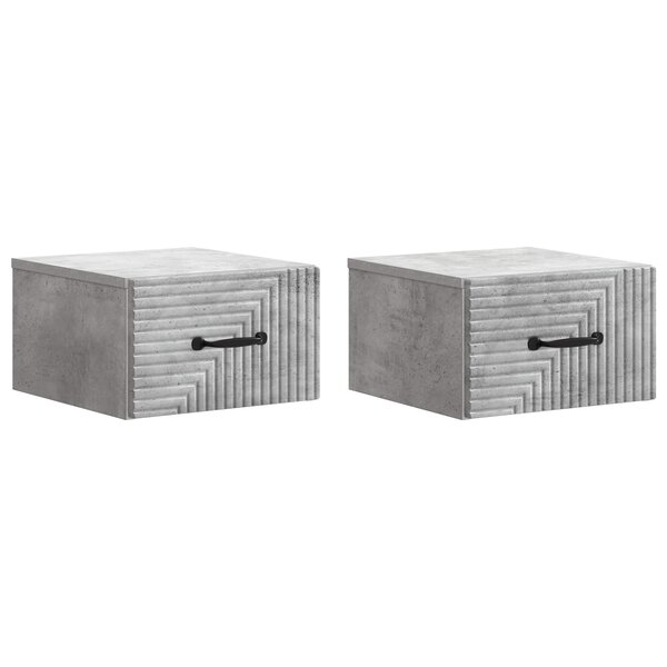 vidaXL Cabinet de chevet mural 2 Pièces Gris béton 34 5 x 33 x 20 cm