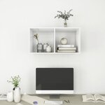vidaXL Meuble TV mural Blanc brillant 37x37x72 cm Bois d’ingénierie