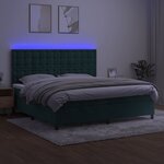 vidaXL Sommier à lattes de lit matelas et LED Vert foncé 200x200 cm