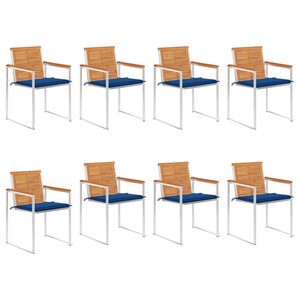 vidaXL Chaises de jardin lot de 8 avec coussins Bois d'acacia solide
