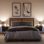 vidaXL Tables de chevet murales avec lumières LED 2 Pièces noir