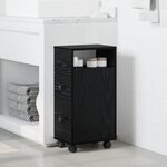 vidaXL Cabinet de salle de bain étroit avec roues en bois d'ingénierie chêne noir