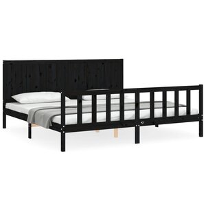 vidaXL Cadre de lit sans matelas noir 200x200 cm bois massif de pin
