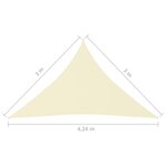 vidaXL Voile de parasol tissu oxford triangulaire 3x3x4 24 m crème