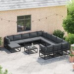 vidaXL Ensemble de canapé de jardin 12 Pièces Noir 71.5 x 71.5 x 71 cm