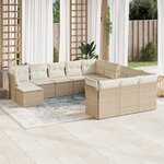 vidaXL Salon de jardin avec coussins 12 Pièces beige résine tressée