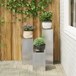 vidaXL Supports de plantes d'extérieur Pillar 3 Pièces Acier inoxydable