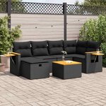 vidaXL Salon de jardin 7 Pièces avec coussins noir résine tressée