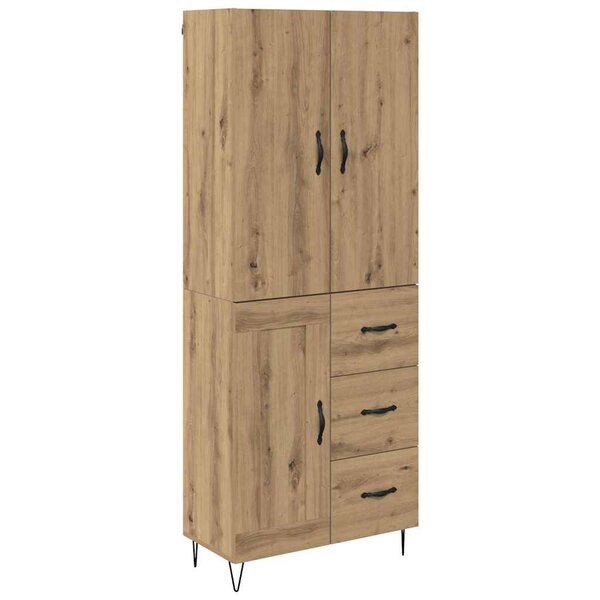 vidaXL Haut Armoire 2 Pièces Chêne artisanal Bois d'ingénierie et verre