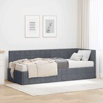 vidaXL Cadre de lit d'angle avec matelas 2 Pièces Gris Velours