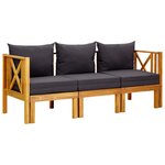 vidaXL Banc de jardin 3 places et coussins 179 cm Bois d'acacia massif
