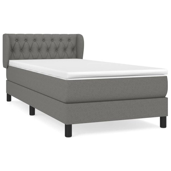 vidaXL Sommier à lattes de lit et matelas Gris foncé 90x190 cm Tissu