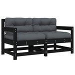 vidaXL Chaises de jardin et coussins lot de 2 noir bois de pin massif