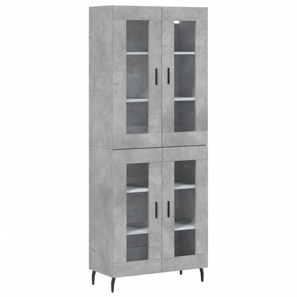vidaXL Buffet haut Gris béton 69 5x34x180 cm Bois d'ingénierie