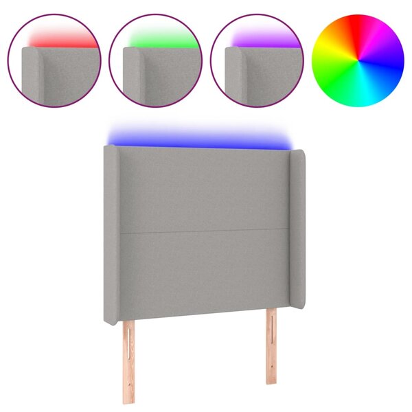 vidaXL Tête de lit à LED Gris clair 83x16x118/128 cm Tissu