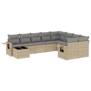 vidaXL Salon de jardin avec coussins 10 Pièces beige résine tressée