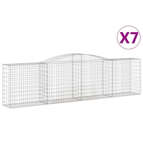 vidaXL Paniers à gabions arqués 7 Pièces 400x50x100/120 cm Fer galvanisé