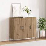 vidaXL Buffet chêne artisanal 90 x 34 x 80 cm Bois d'ingénierie