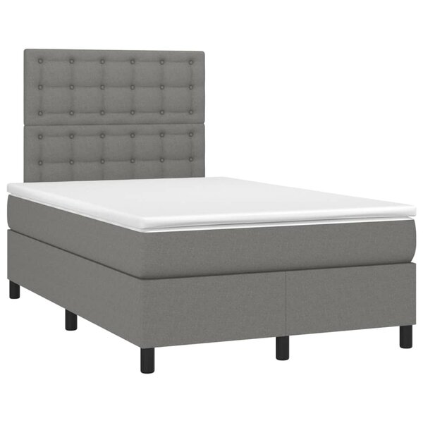 vidaXL Sommier à lattes de lit avec matelas gris foncé 120x190cm tissu