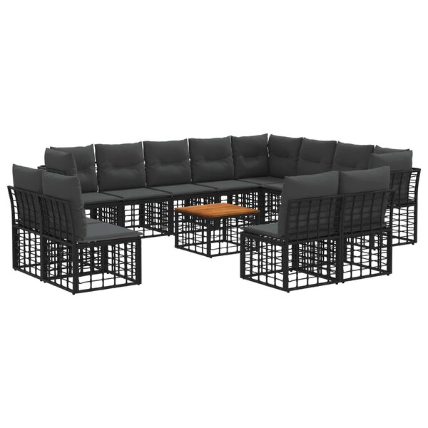 vidaXL Ensemble de canapés d'extérieur 13 pc Noir et Gris foncé