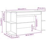 vidaXL Bureau Chêne noir 140 x 50 x 75 cm Bois d'ingénierie