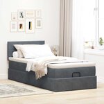 vidaXL Cadre de lit ottoman et matelas gris foncé 90x200 cm velours