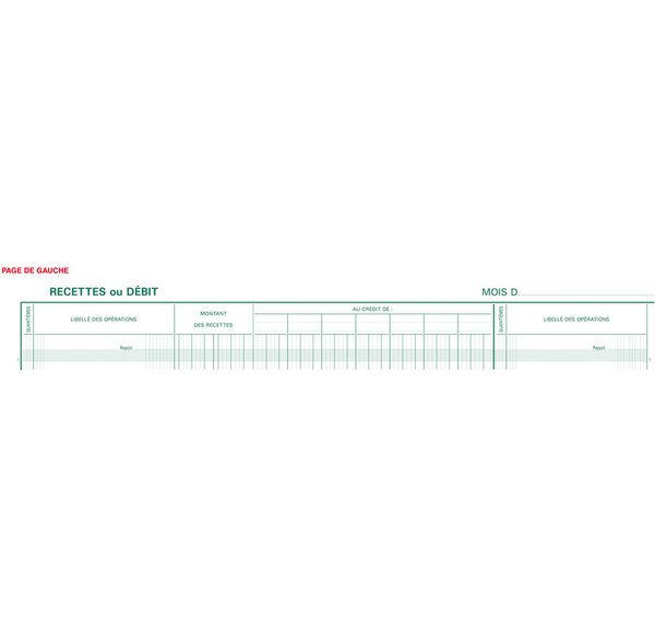 Piqûre 28x38cm Journal de caisse ou banque 15 débit 7 crédit 31 lignes 80 p EXACOMPTA