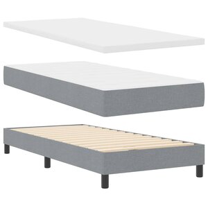 vidaXL Lit boxspring avec matelas avec matelas Gris clair 90 x 190 cm