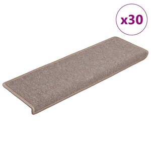 vidaXL Tapis d'escalier 30 pièces 65 x 21 x 4 cm Marron clair Bord rectangulaire