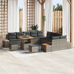 vidaXL Ensemble de sofa de jardin 13 pièces avec coussins gris poly rattan acacia