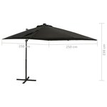 vidaXL Parasol déporté avec mât et lumières LED Noir 250 cm