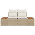 Canapé de jardin 2 places vidaXL avec rangement et coussins en poly rotin beige