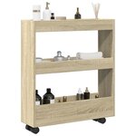 vidaXL Chariot de rangement étroit 3 niveaux chêne sonoma