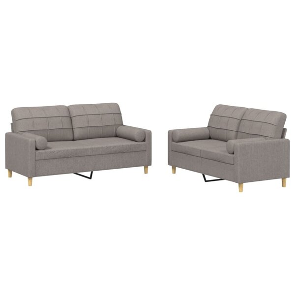 vidaXL Ensemble de canapés 2 Pièces avec coussins taupe tissu
