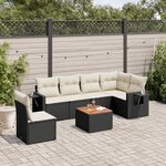 vidaXL Salon de jardin 7 Pièces avec coussins noir résine tressée