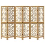 vidaXL Cloison de séparation 6 panneaux marron bois paulownia massif