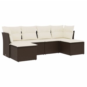 vidaXL Salon de jardin avec coussins 6 Pièces marron résine tressée