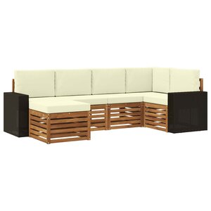 vidaXL Ensemble de canapé d'angle avec coussin 6 Pièces Naturel et Crème