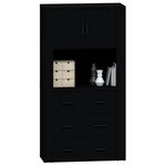 vidaXL Buffet haut Noir Bois d'ingénierie