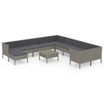 Salon de jardin meuble d'extérieur ensemble de mobilier 12 pièces avec coussins résine tressée gris 02_0015643