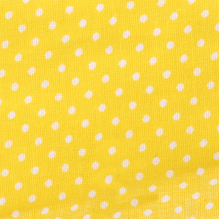 Coupon de tissu en coton jaune pois blanc 55 cm