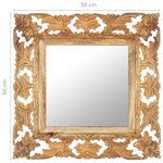 vidaXL Miroir sculpté à la main Marron 50x50cm Bois de manguier massif